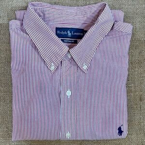 Ralph Lauren Men's Red and White Striped Shirt